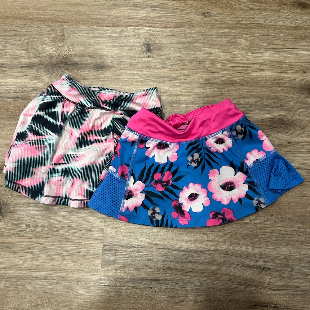 Pink Floral & Tie dye Girls' Skort 2 pair